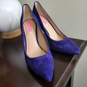 Isaac Mizrahi Suede Blue Heels, Like New